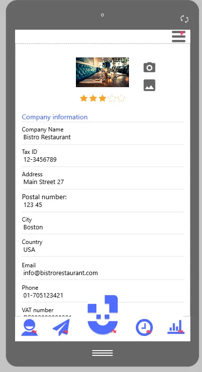 Company details screen in the JUMP employer app