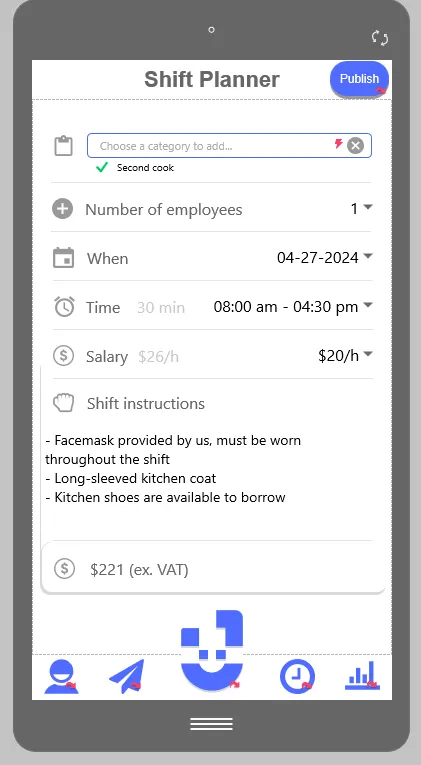 Shift Planner screen in the JUMP employer app