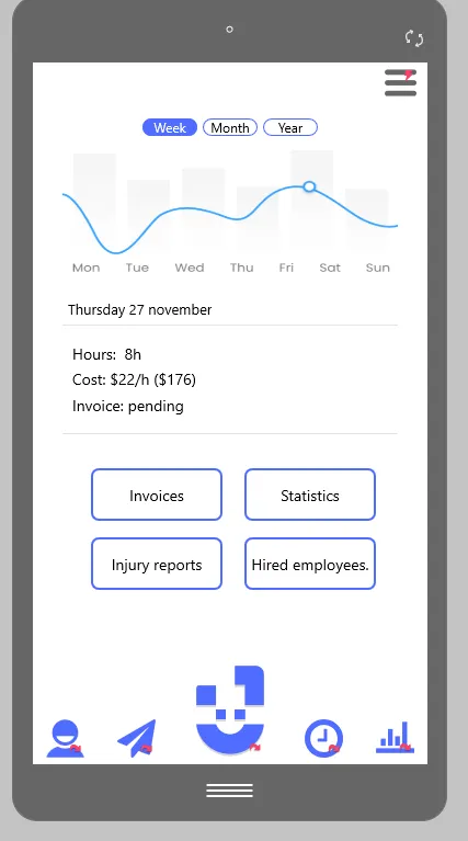 Reporting screen in the JUMP employer app